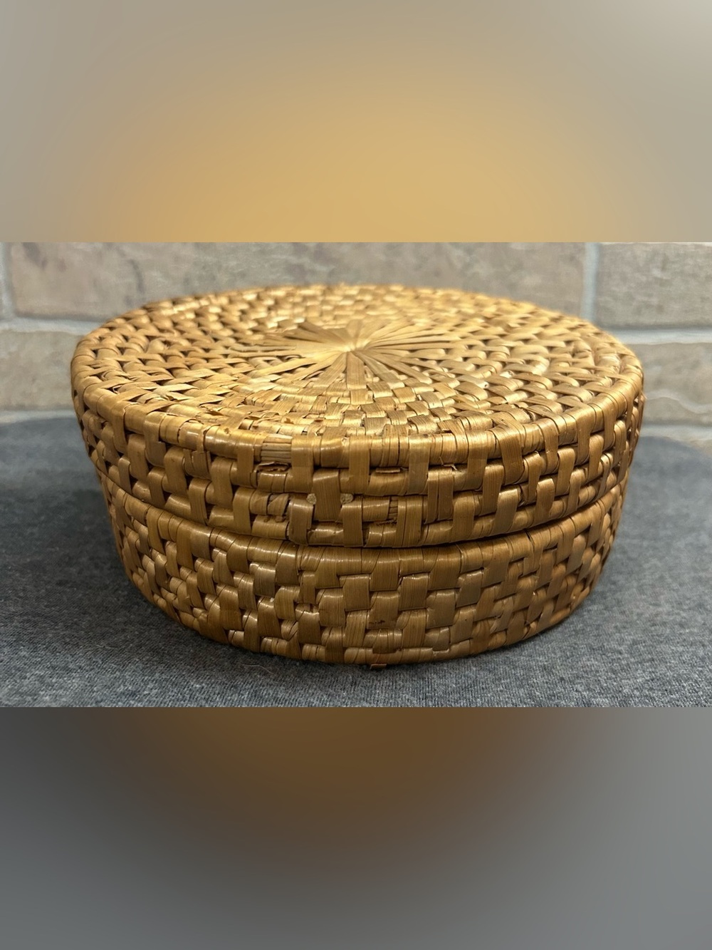 Vintage Woven Rattan Coaster Set with Hilder